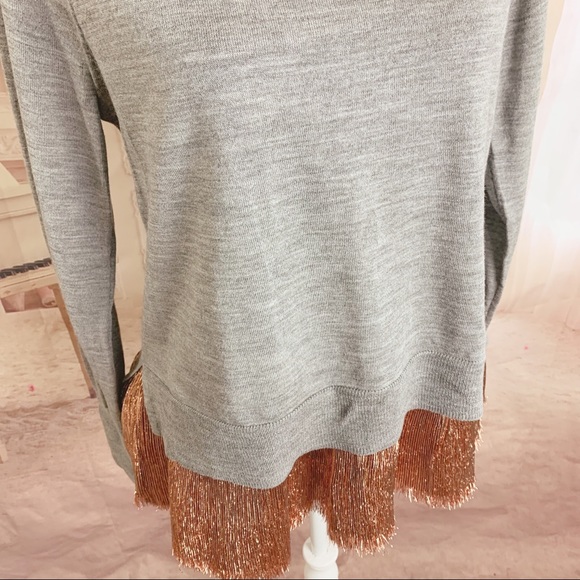 J Crew Crew Layered Lame Fringe Sweatshirt - Picture 4 of 12
